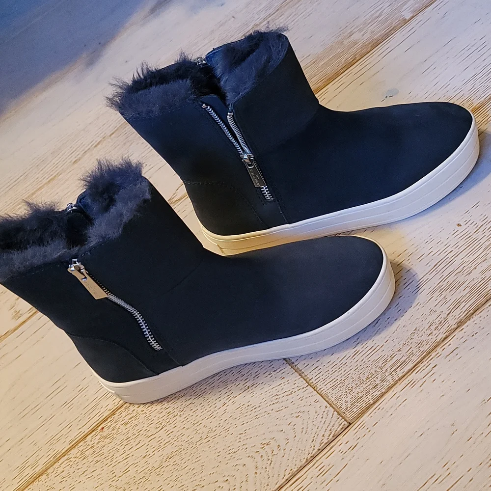 J/SLIDES Black Faux Fur High-Top Slip-On Sneakers